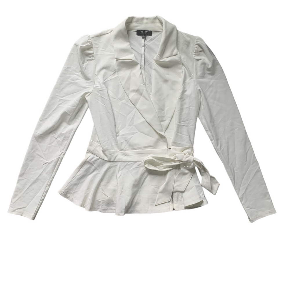 Privy White Tie Waist Blazer S